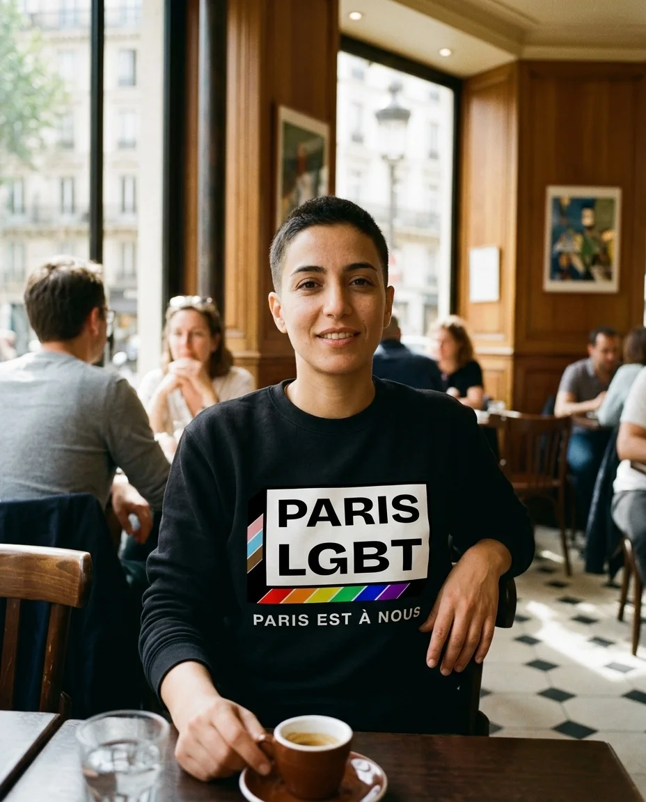 Sweat col rond « Paris LGBT » — noir