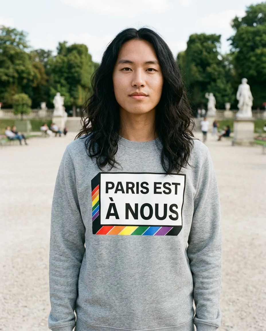 Sweat col rond « Paris est à nous » — gris