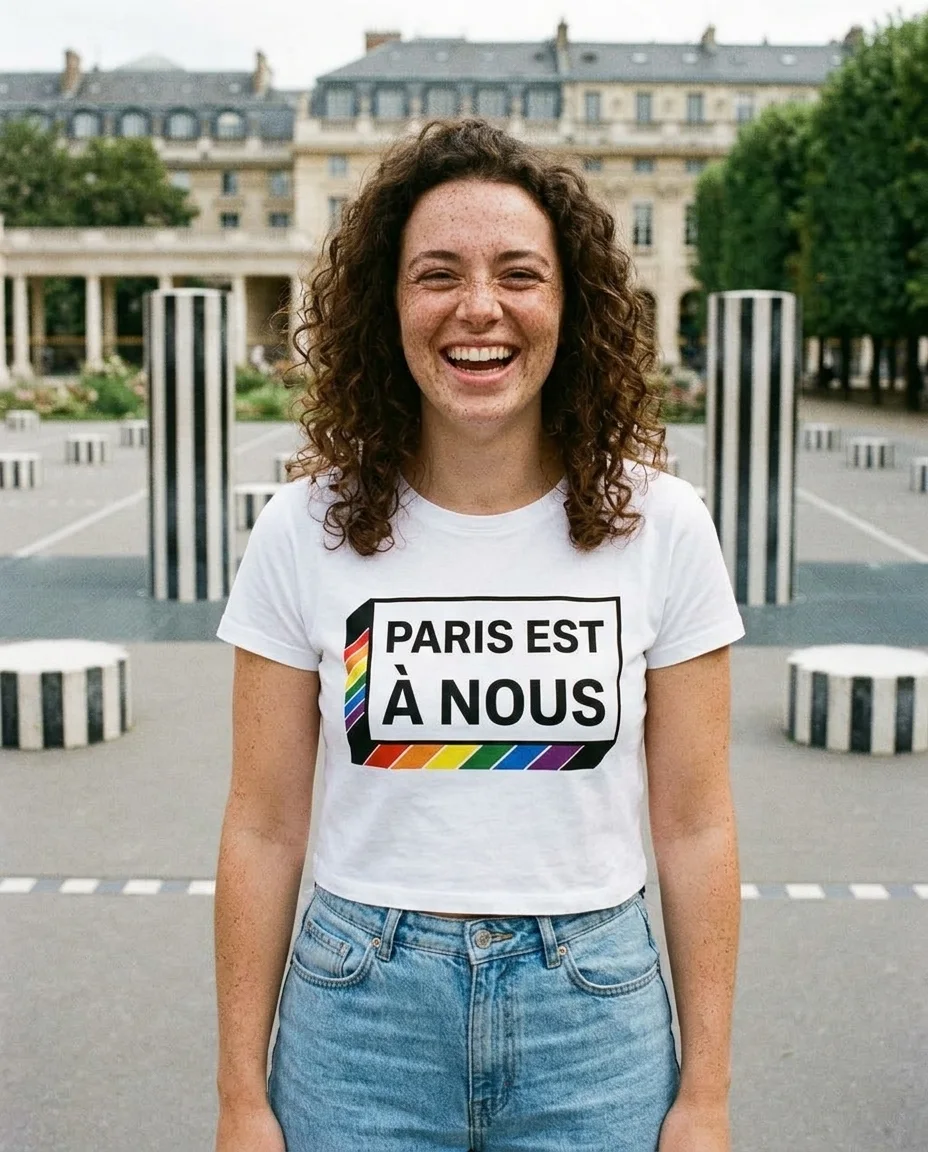 Crop top « Paris est à nous » — blanc