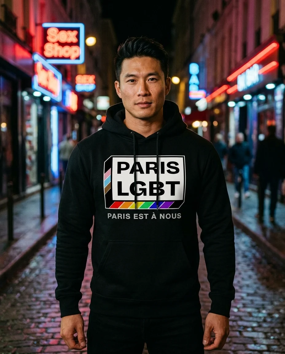 Sweat à capuche « Paris LGBT » — noir