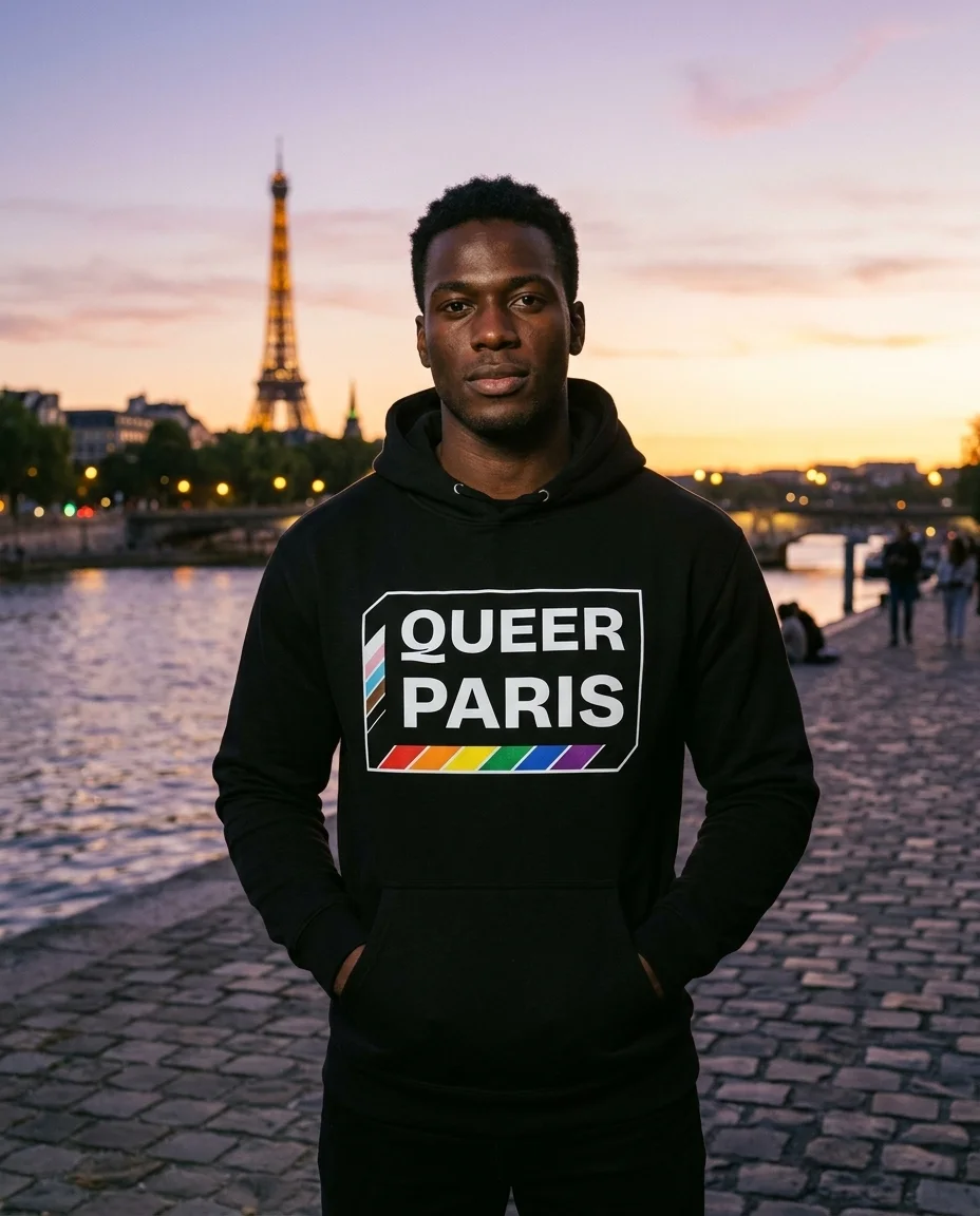 Sweat à capuche « Queer Paris » — noir