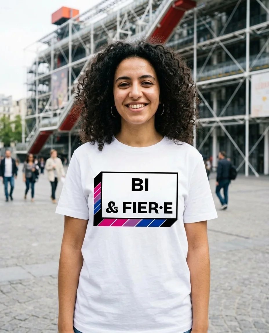 T-shirt « Bi & fier·e » — blanc