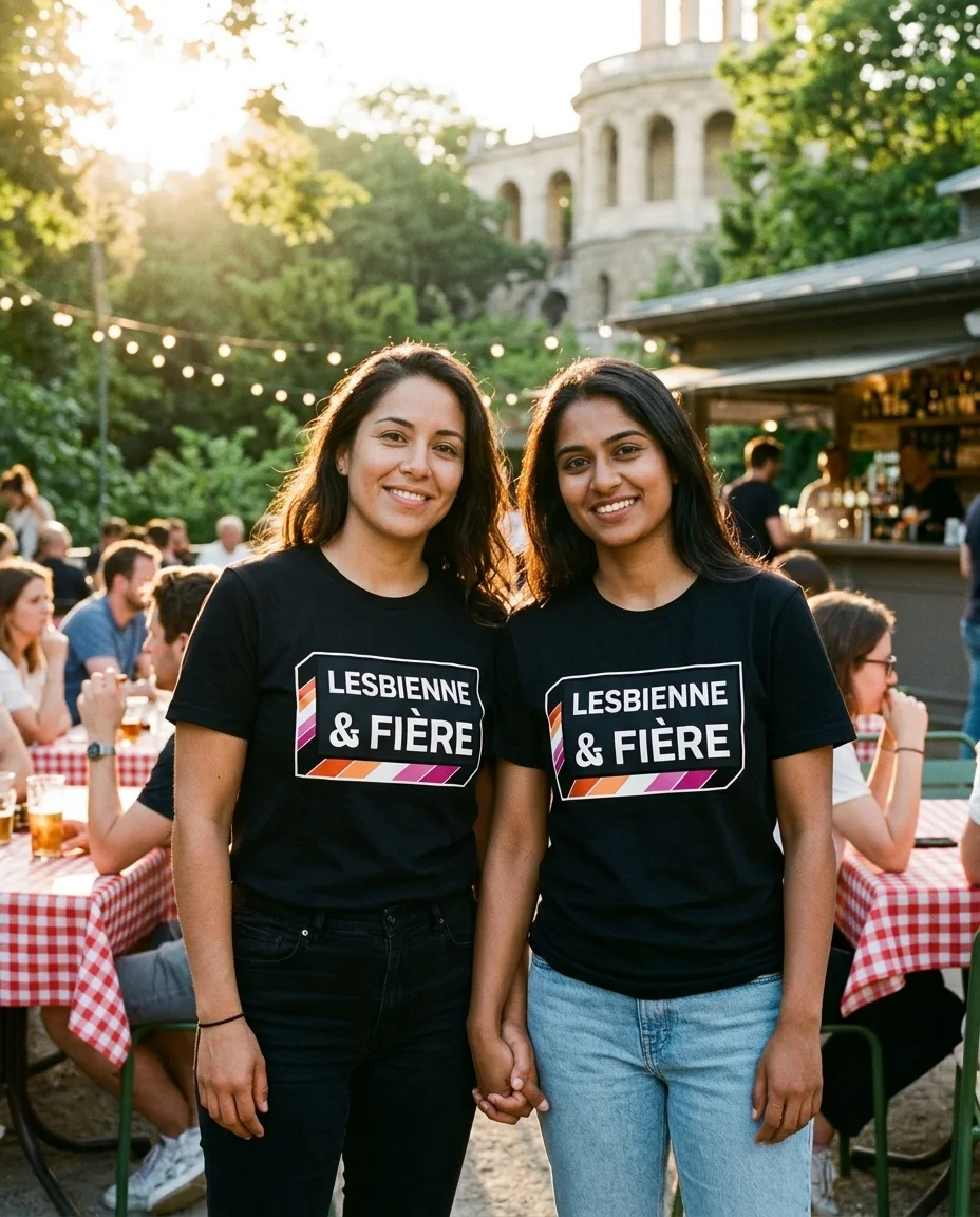 T-shirt « Lesbienne & fière » — noir