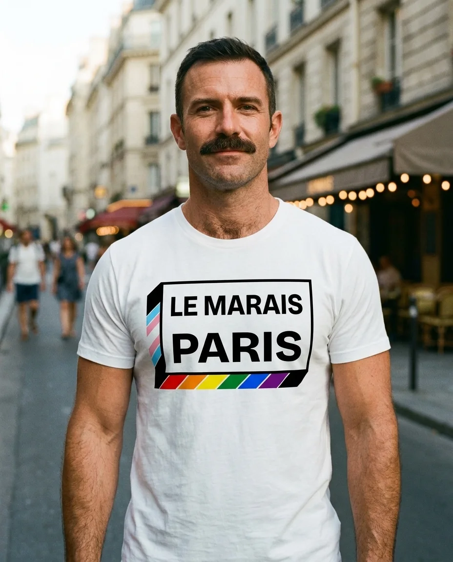 T-shirt « Le Marais · Paris » — blanc