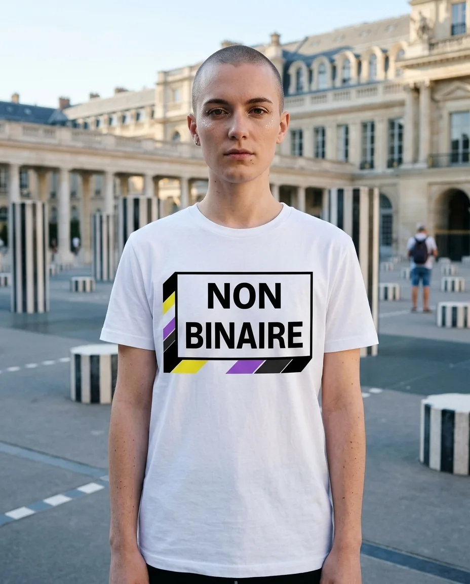 T-shirt « Non binaire » — blanc