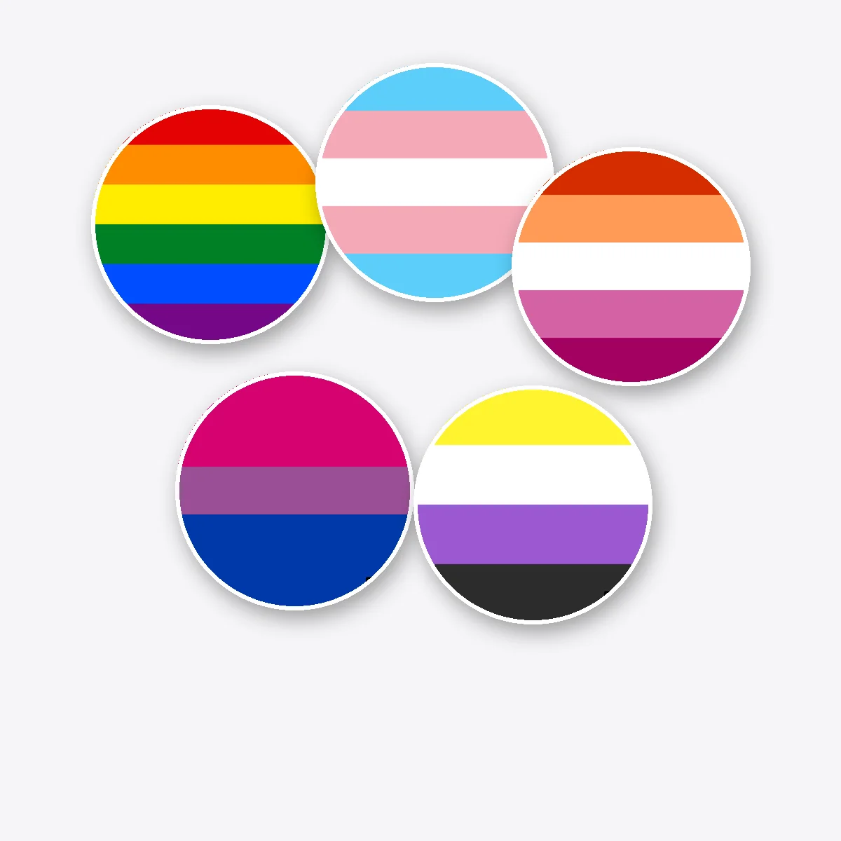 Lot de 5 badges épinglés — drapeaux
