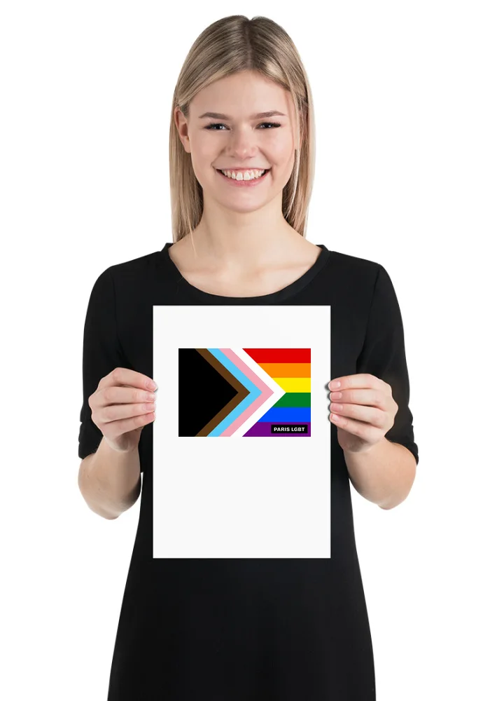Affiche drapeau Progress · Paris LGBT